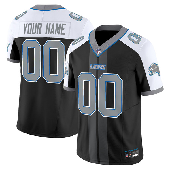 Men's Detroit Lions Customized Black Alternate 2025 F.U.S.E. 'Motor City Racing Edition' Vapor Limited Stitched Football Jersey Men's Detroit Lions Customized Black Alternate 2025 F.U.S.E. 'Motor City Racing Edition' Vapor Limited Stitched Football Jersey